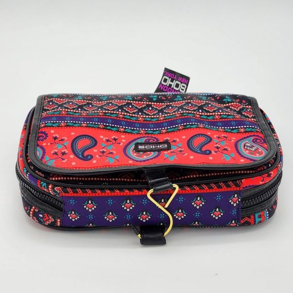 Soho Beauty Paisley Red Purple Hanging Makeup Bag - Picture 5 of 15
